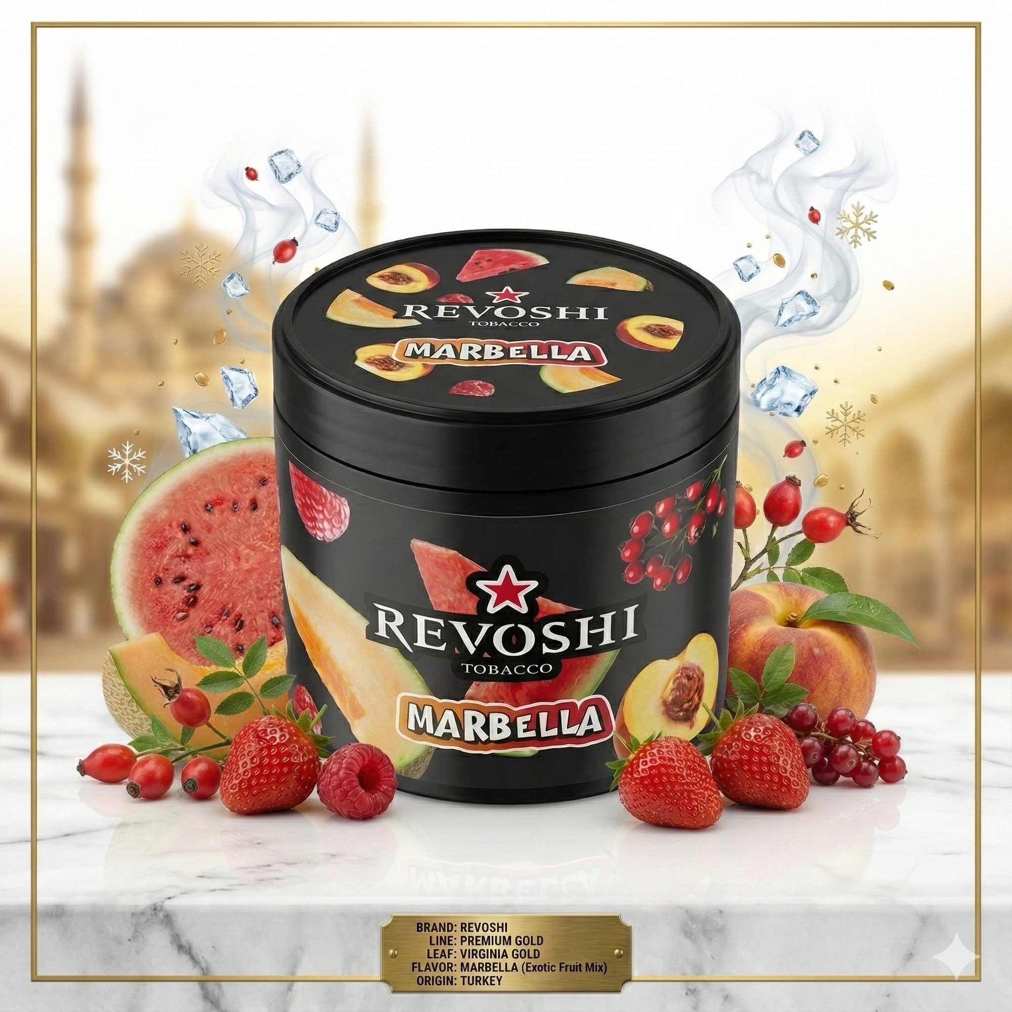 Revoshi Shisha Tobacco Marbella (250g) | Vibrant, Multi-Layered Tropical Bliss