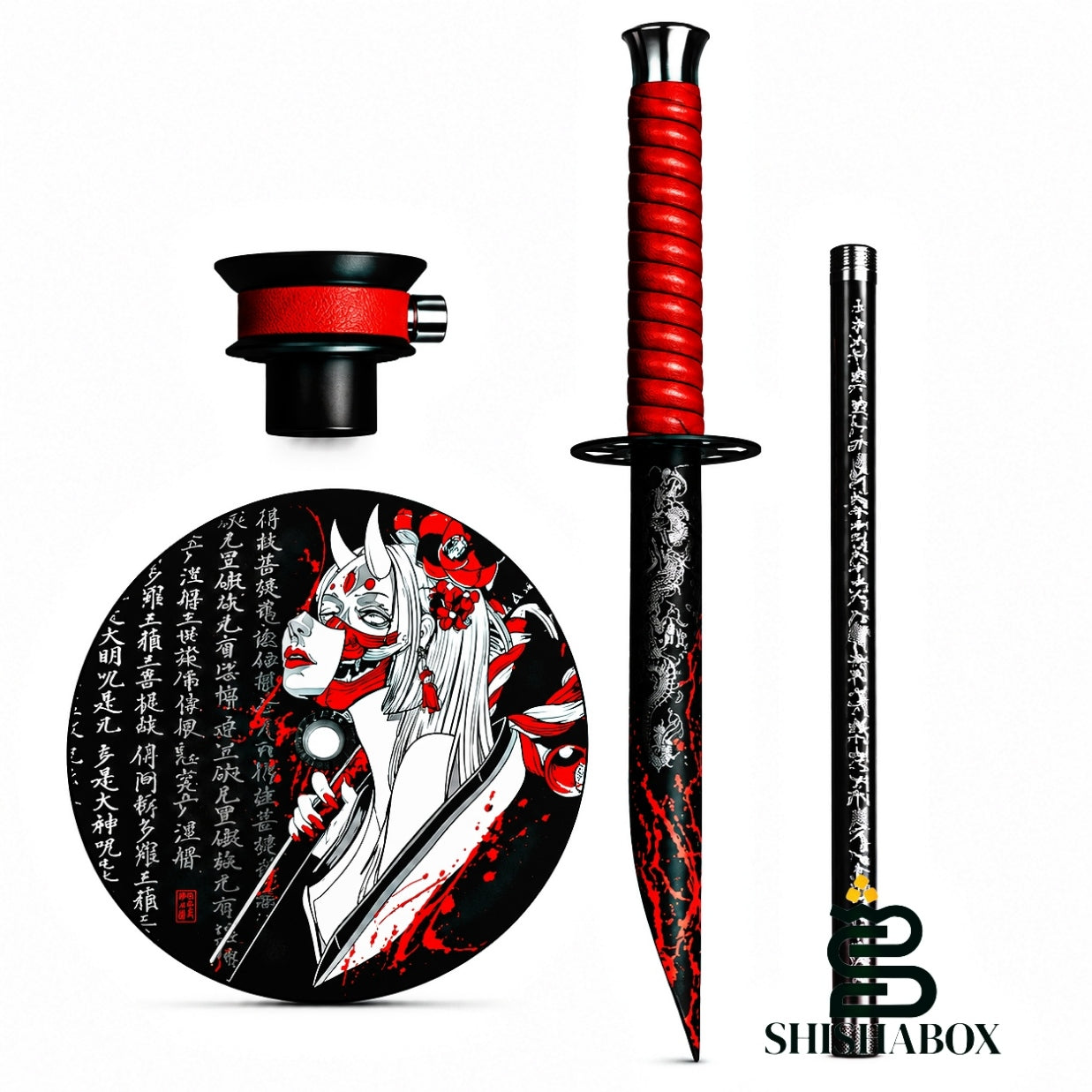 Original Hookah El Bomber Katana Kuchisake-Onna (Without Flask) | Flagship Performance, Mythological Japanese Horror Artistry