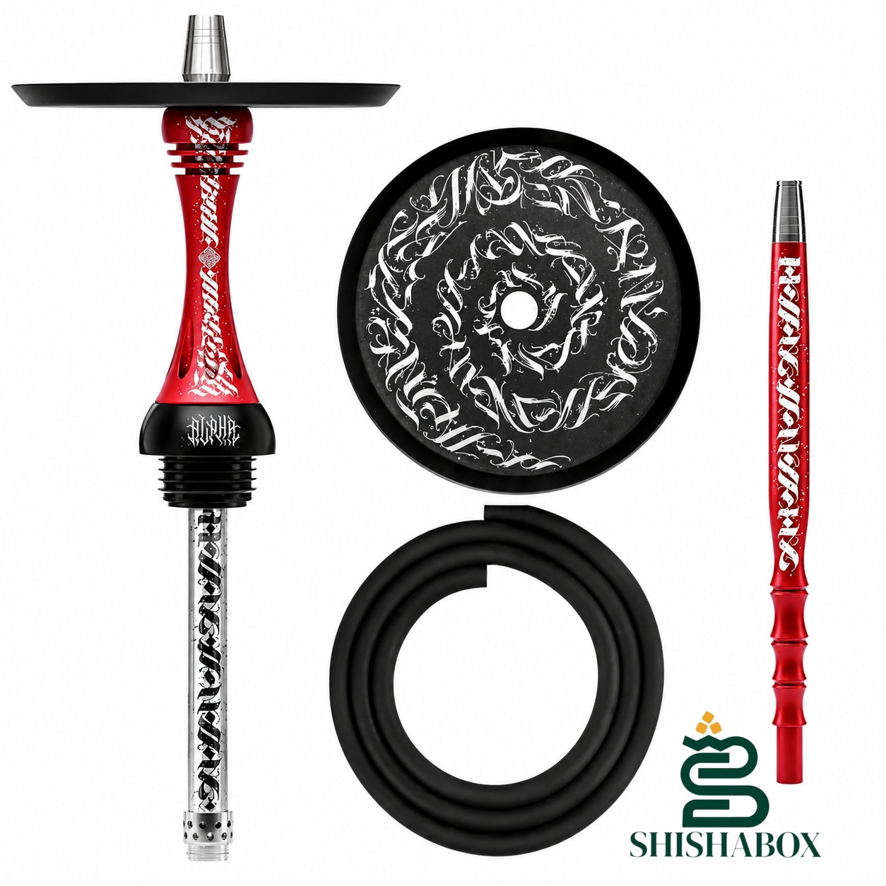 Original Alpha Hookah X Artist Red Matte (Without Flask) | The Elite Calligraphic Statement