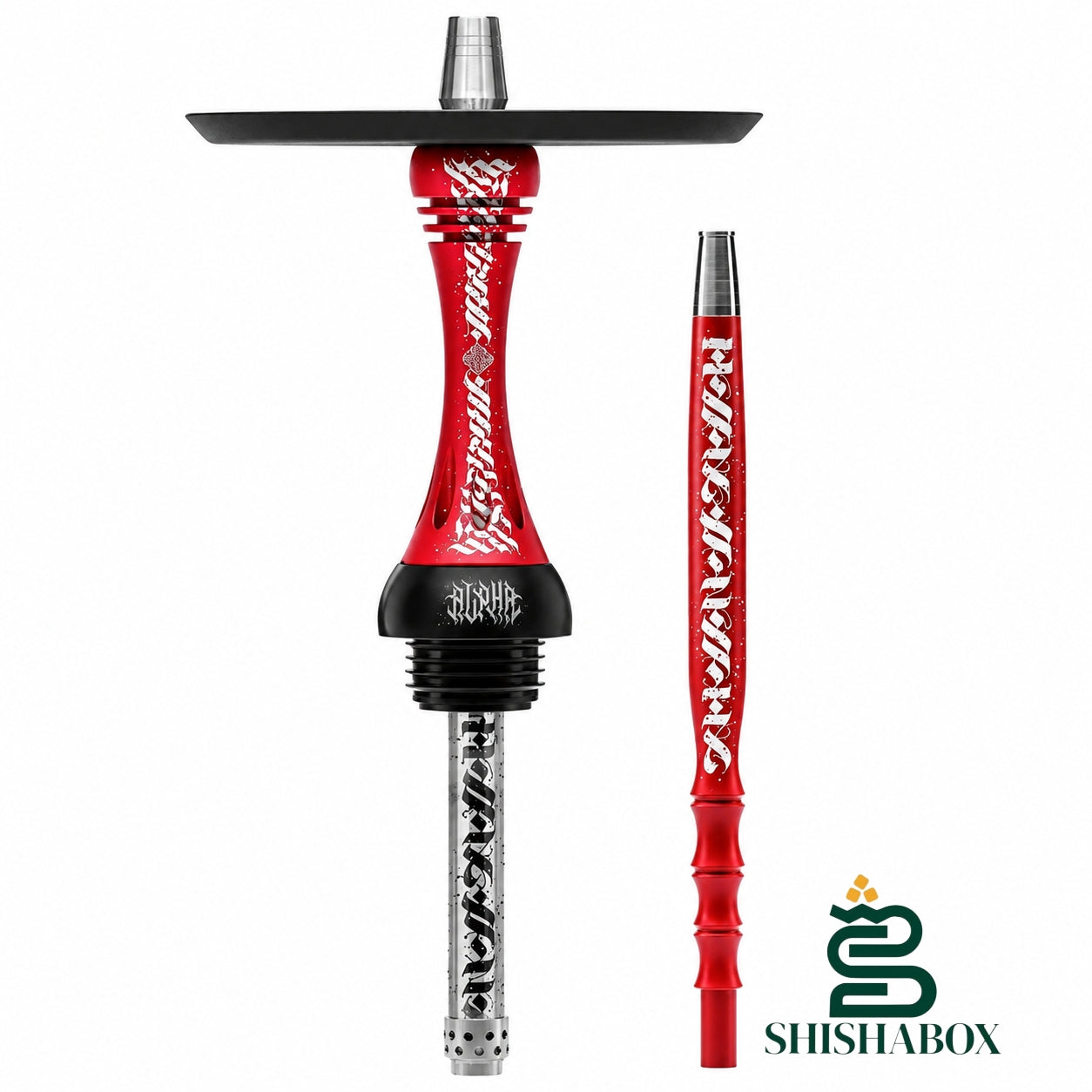 Original Alpha Hookah X Artist Red Matte (Without Flask) | The Elite Calligraphic Statement