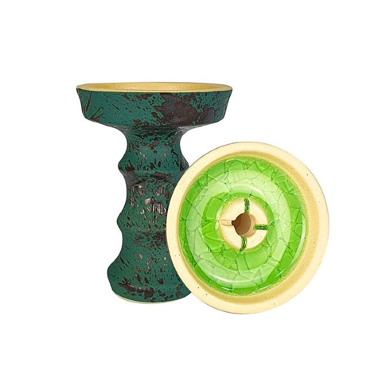 NJN Lotus Matt Emerald Phunnel Bowl | Handcrafted White Clay Hookah Bowl