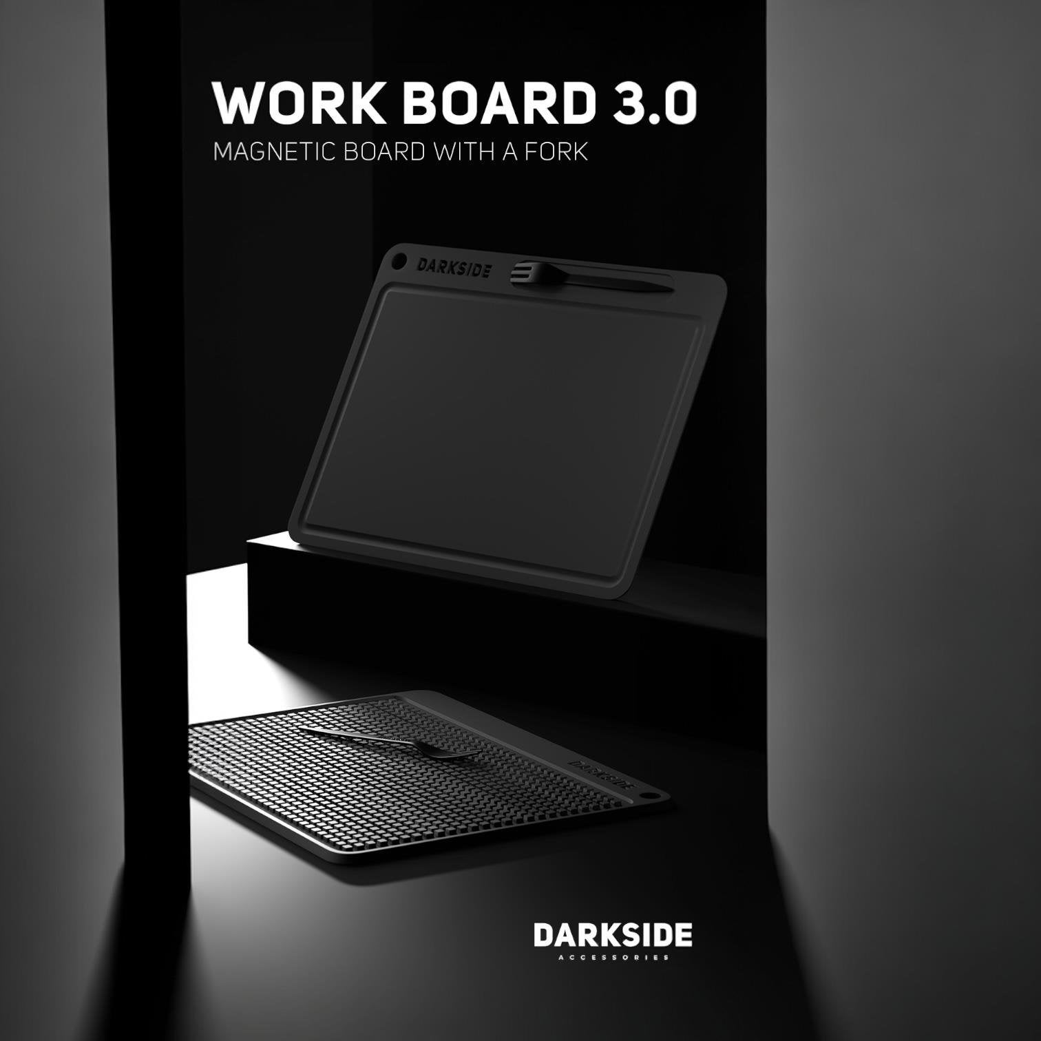 DARKSIDE WORK BOARD 3.0 – Premium Silicone Magnetic Board with Fork